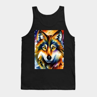 Neo-Impressionistic Wolf Face Tank Top